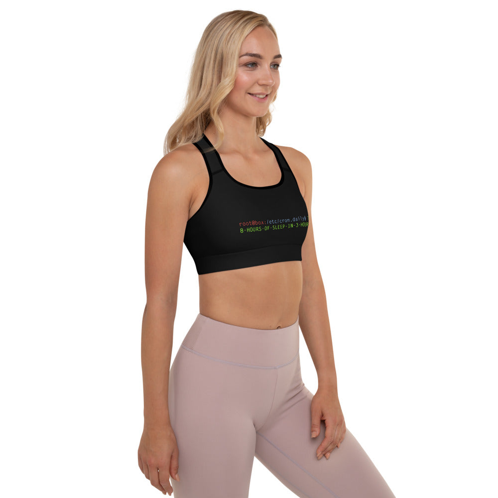 8 hours of sleep in 3 hours - Padded Sports Bra by DarkByteGear
