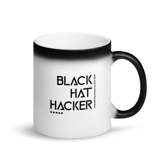 Black Hat Hacker v1 - Matte Black Magic Mug by DarkByteGear