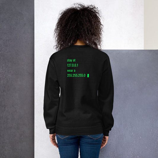 stay at at home, wear a mask v2 - Unisex Sweatshirt (with back design) by DarkByteGear
