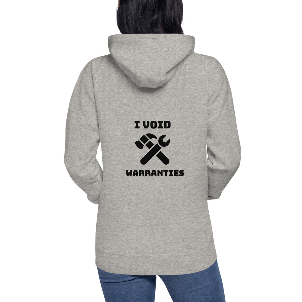I void warranties - Unisex Hoodie (black text) by DarkByteGear