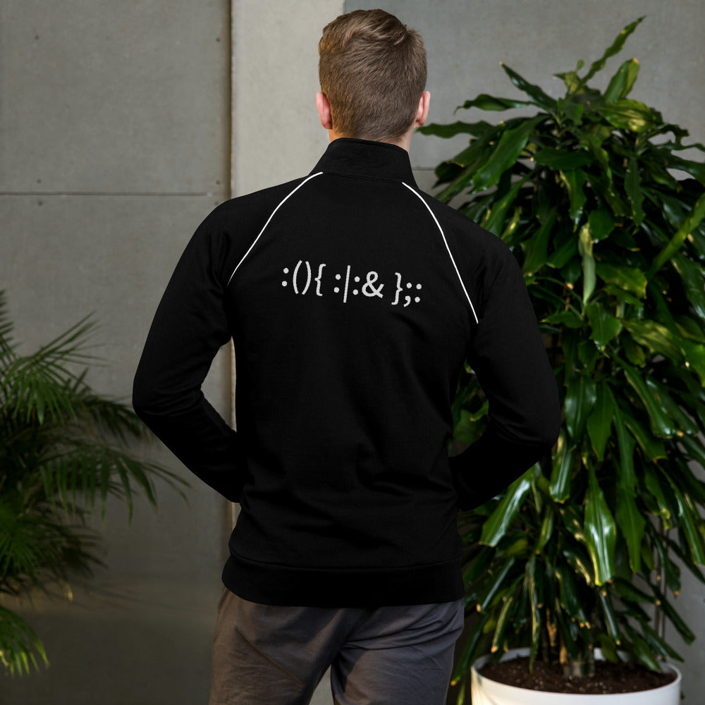 Linux Hackers - Bash Fork Bomb - Piped Fleece Jacket ( with back design) by DarkByteGear