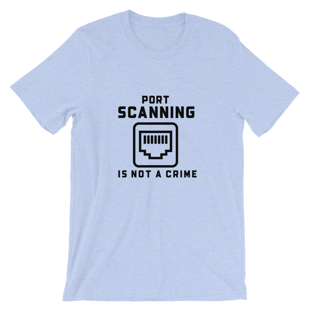 Port Scanning is not a crime - Short-Sleeve Unisex T-Shirt (black text) by DarkByteGear