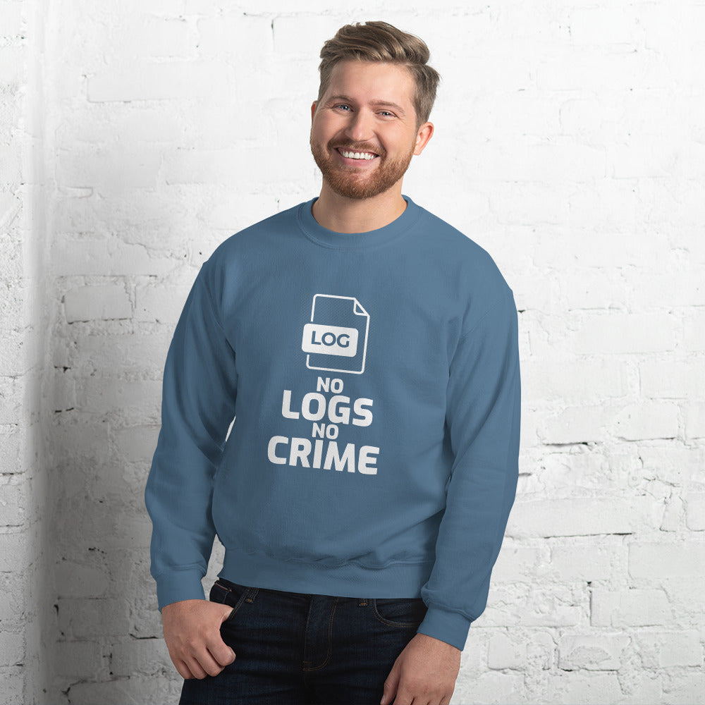 No logs no crime - Unisex Sweatshirt (white text) by DarkByteGear