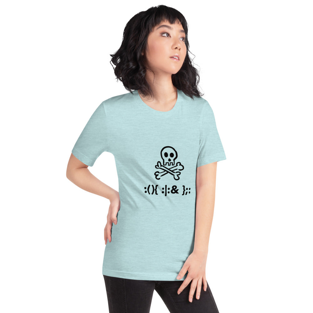 Bash Fork Bomb Linux - Short-Sleeve Unisex T-Shirt (black text) by DarkByteGear