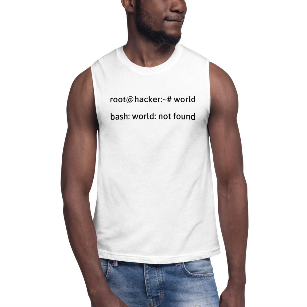 Linux Tweaks - world not found - Muscle Shirt (black text) by DarkByteGear