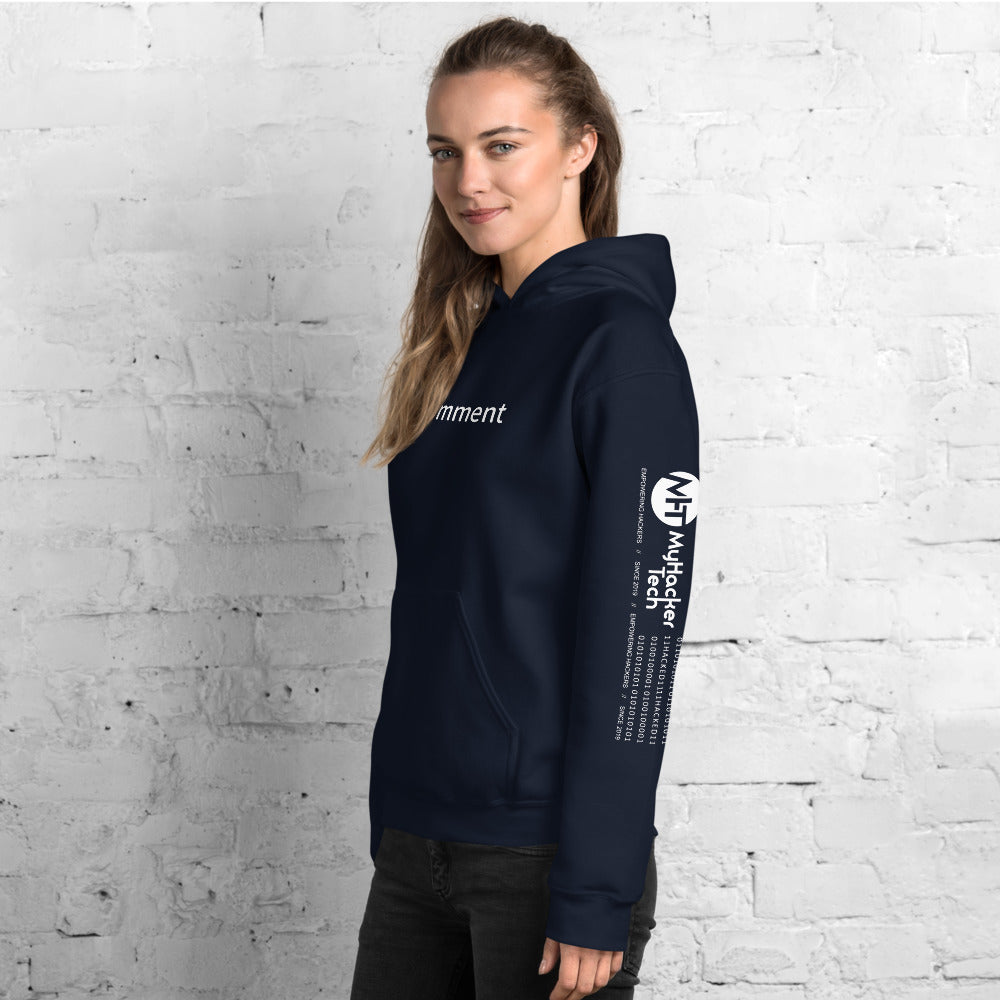 // no comment - Unisex Hoodie ( with sleeve and front designs ) by DarkByteGear
