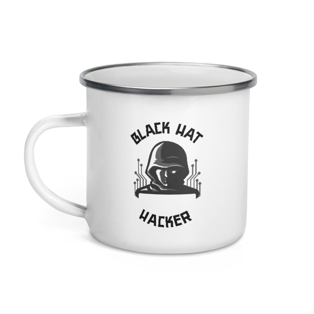 Black Hat Hacker - Enamel Mug by DarkByteGear