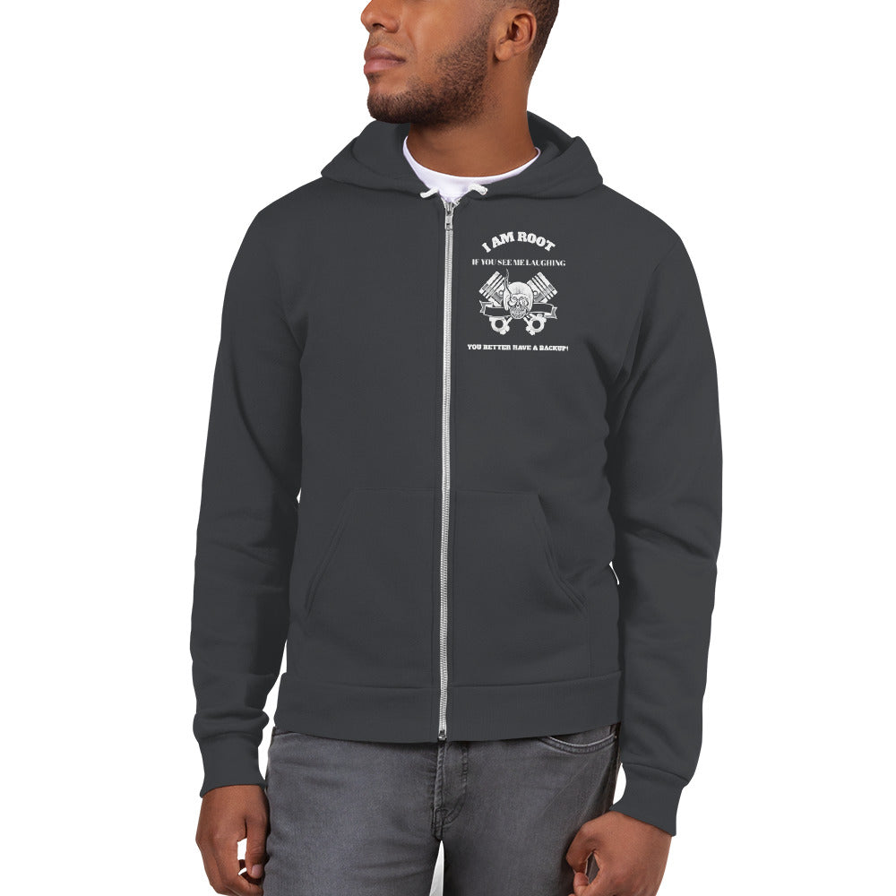 I Am Root If You See Me Laughing You Better Have A Backup - Hoodie sweater (white text) by DarkByteGear