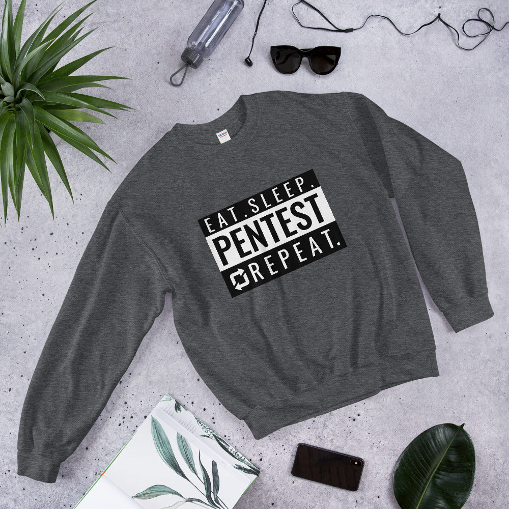 Eat sleep pentest repeat - Unisex Sweatshirt (white) by DarkByteGear