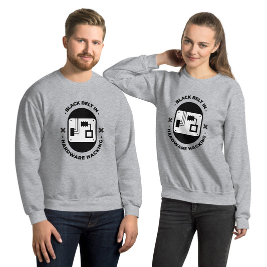 Black belt in hardware hacking - Unisex Sweatshirt (black text) by DarkByteGear