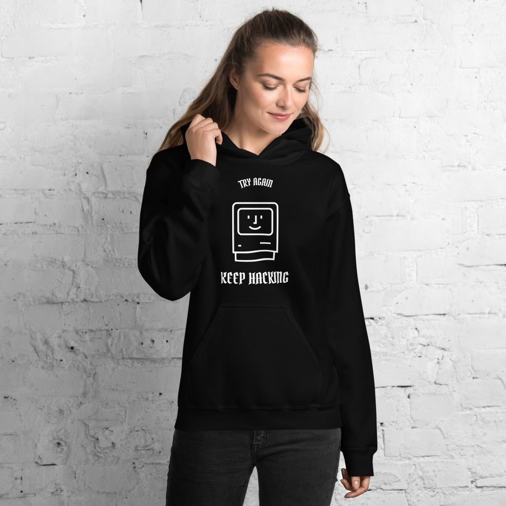 Keep hacking - Hooded Sweatshirt (white text) by DarkByteGear