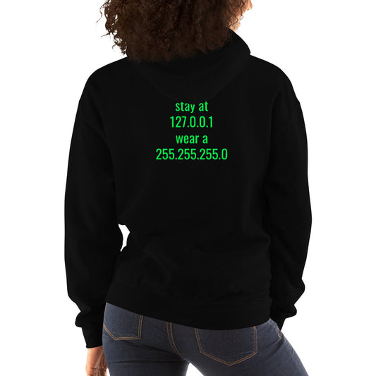 stay at at home, wear a mask - Unisex Hoodie (with back design) by DarkByteGear