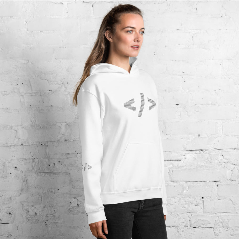 Culture of code in ASCII characters - Unisex Hoodie (black text) by DarkByteGear