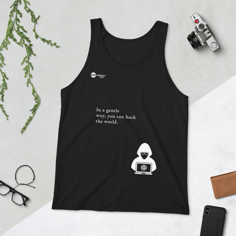 You can hack the world - Unisex Tank Top (white text) by DarkByteGear