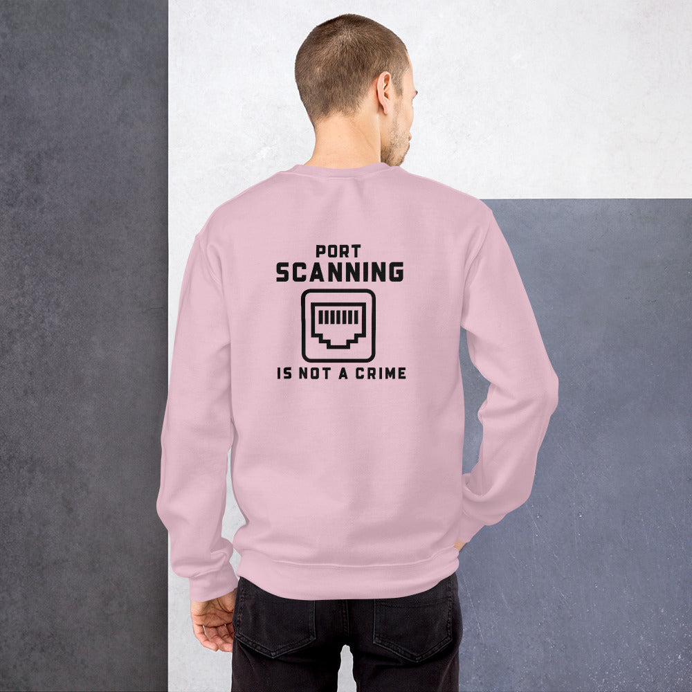 Port Scanning is not a crime - Unisex Sweatshirt (black text) by DarkByteGear