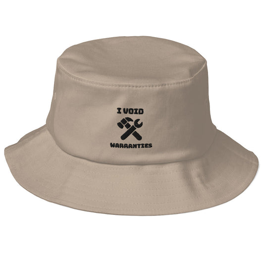 I void warranties - Old School Bucket Hat (black text) by DarkByteGear