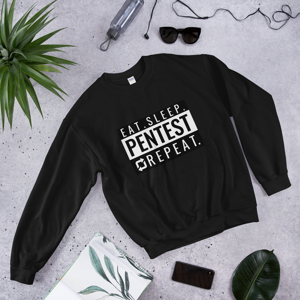 Eat sleep pentest repeat - Unisex Sweatshirt (white) by DarkByteGear