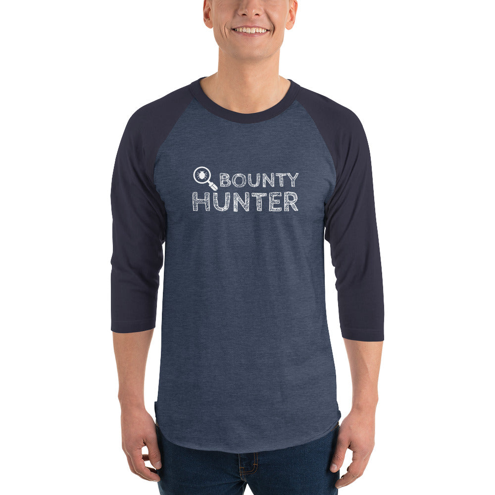 Bug bounty hunter - 3/4 sleeve raglan shirt (white text) by DarkByteGear