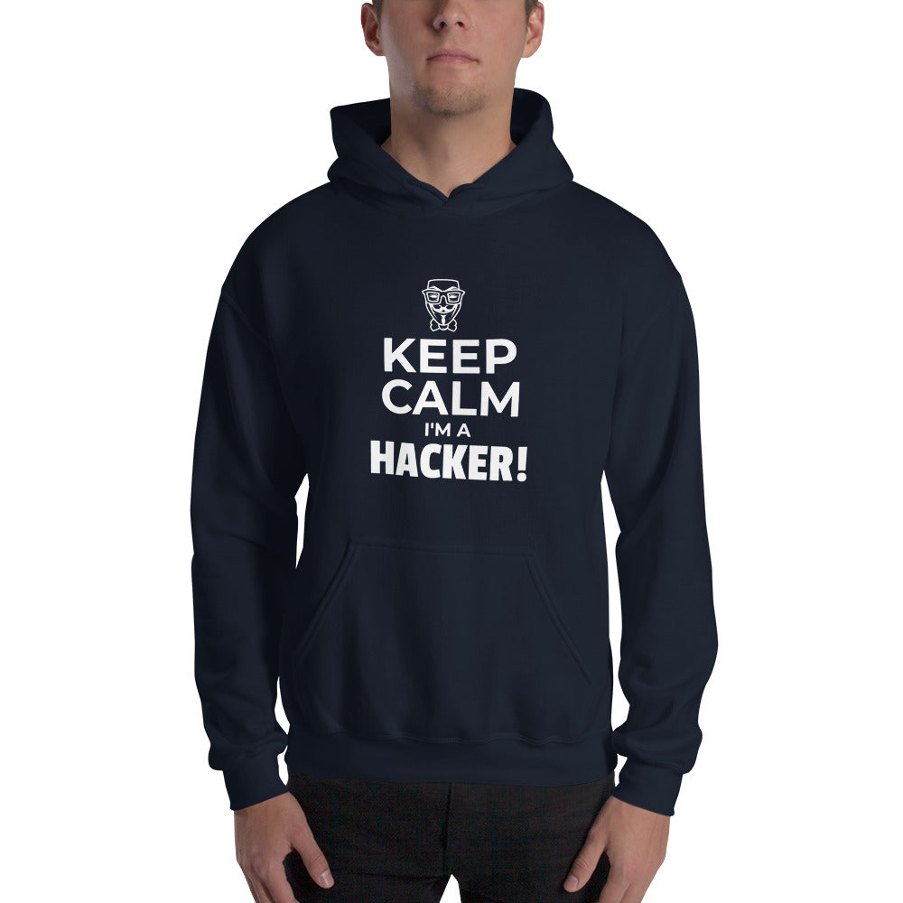 Keep Calm I'm a hacker! - Hooded Sweatshirt (white text) by DarkByteGear