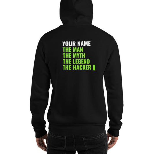 THE LEGEND THE HACKER - Unisex Hoodie (green text) by DarkByteGear