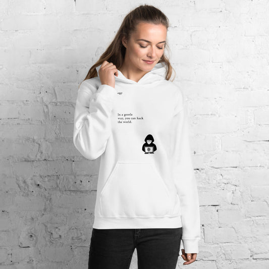 You can hack the world - Hooded Sweatshirt (black text) by DarkByteGear