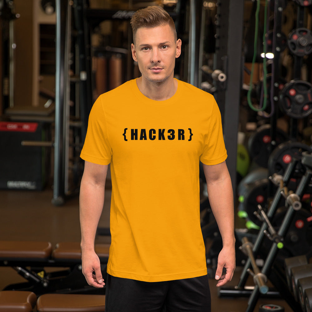 {HACKзR} Short-Sleeve Unisex T-Shirt (black text) by DarkByteGear