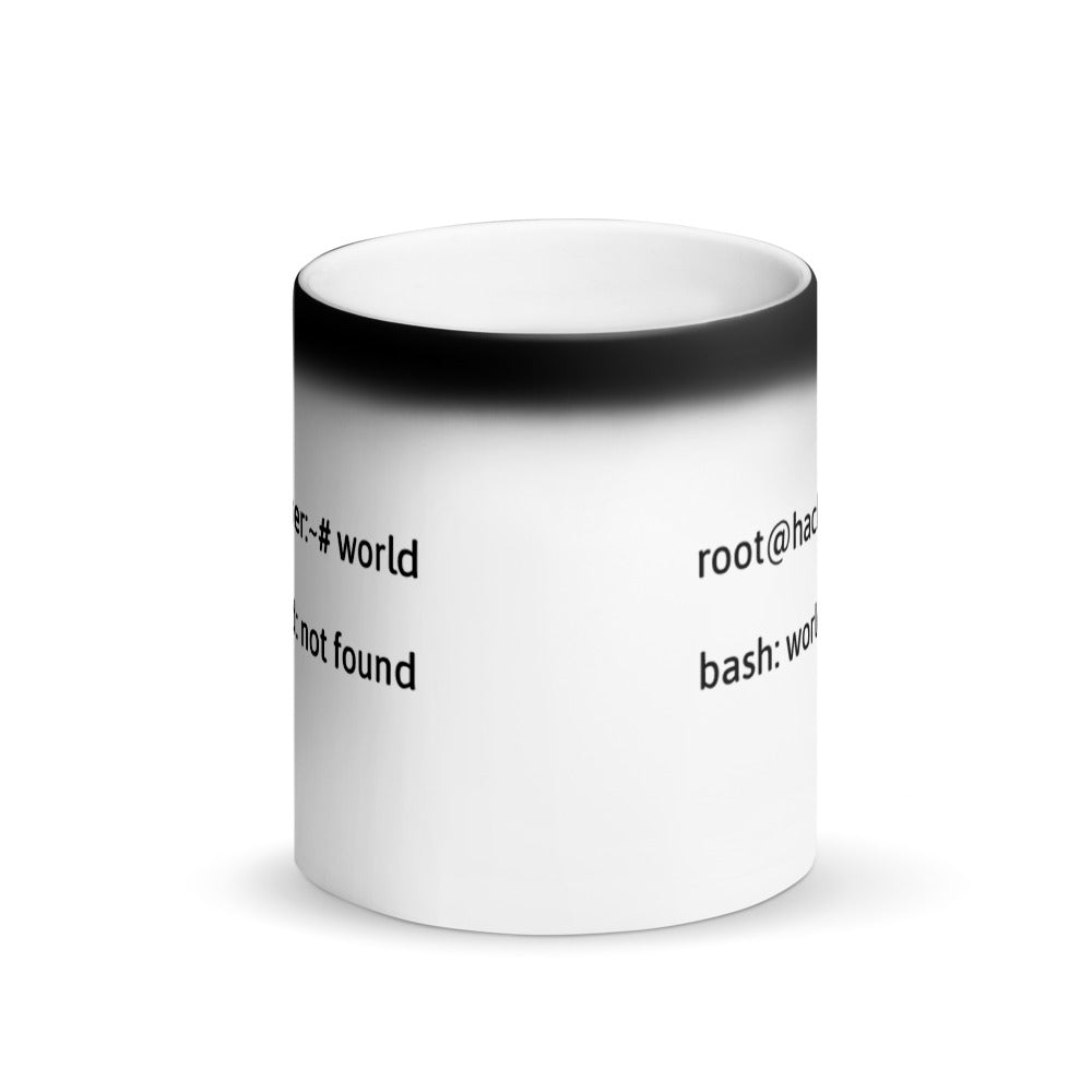 Linux Tweaks - world not found - Matte Black Magic Mug by DarkByteGear