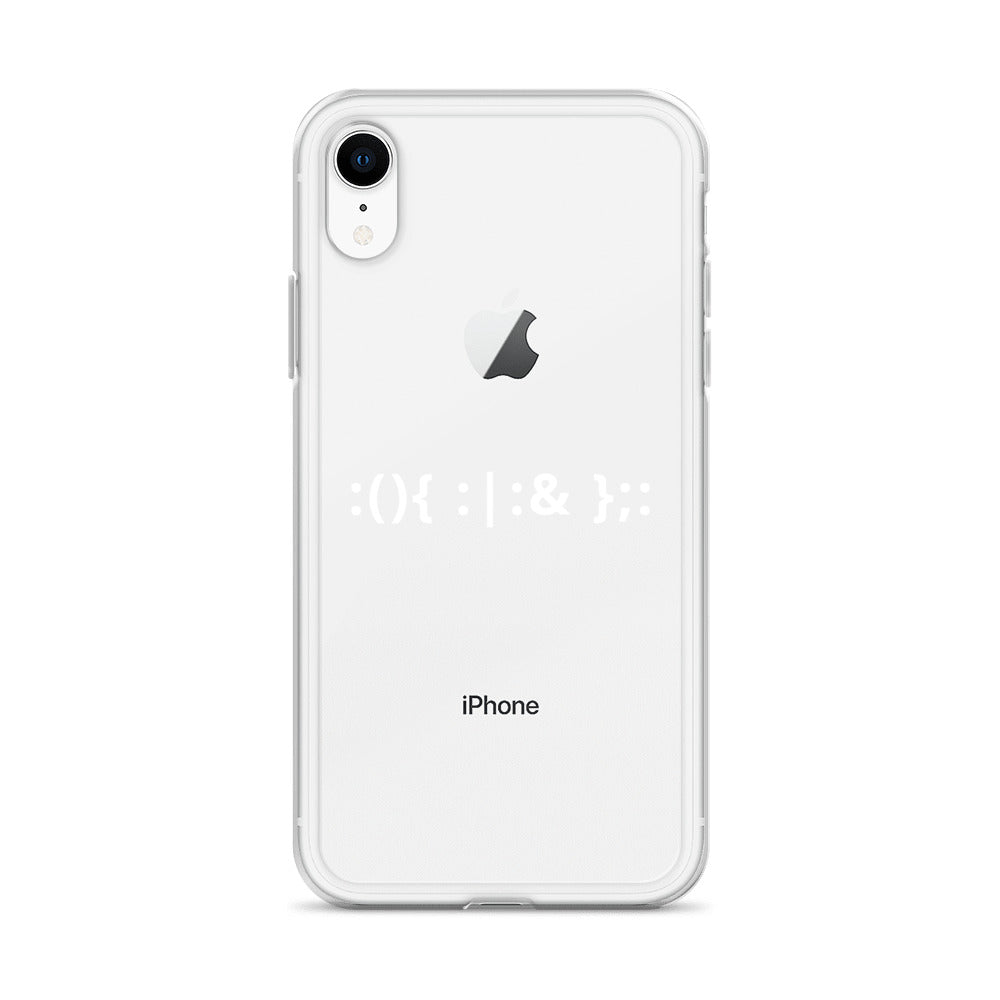 Linux Hackers - Bash Fork Bomb - White Text iPhone Case by DarkByteGear