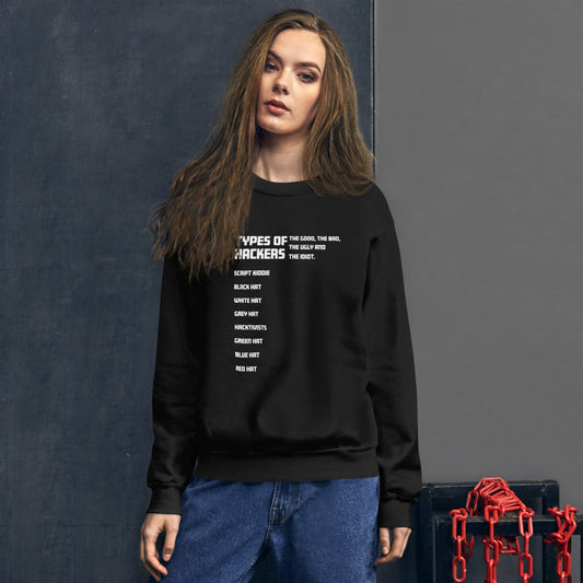 Types Of Hackers - Unisex Sweatshirt by DarkByteGear