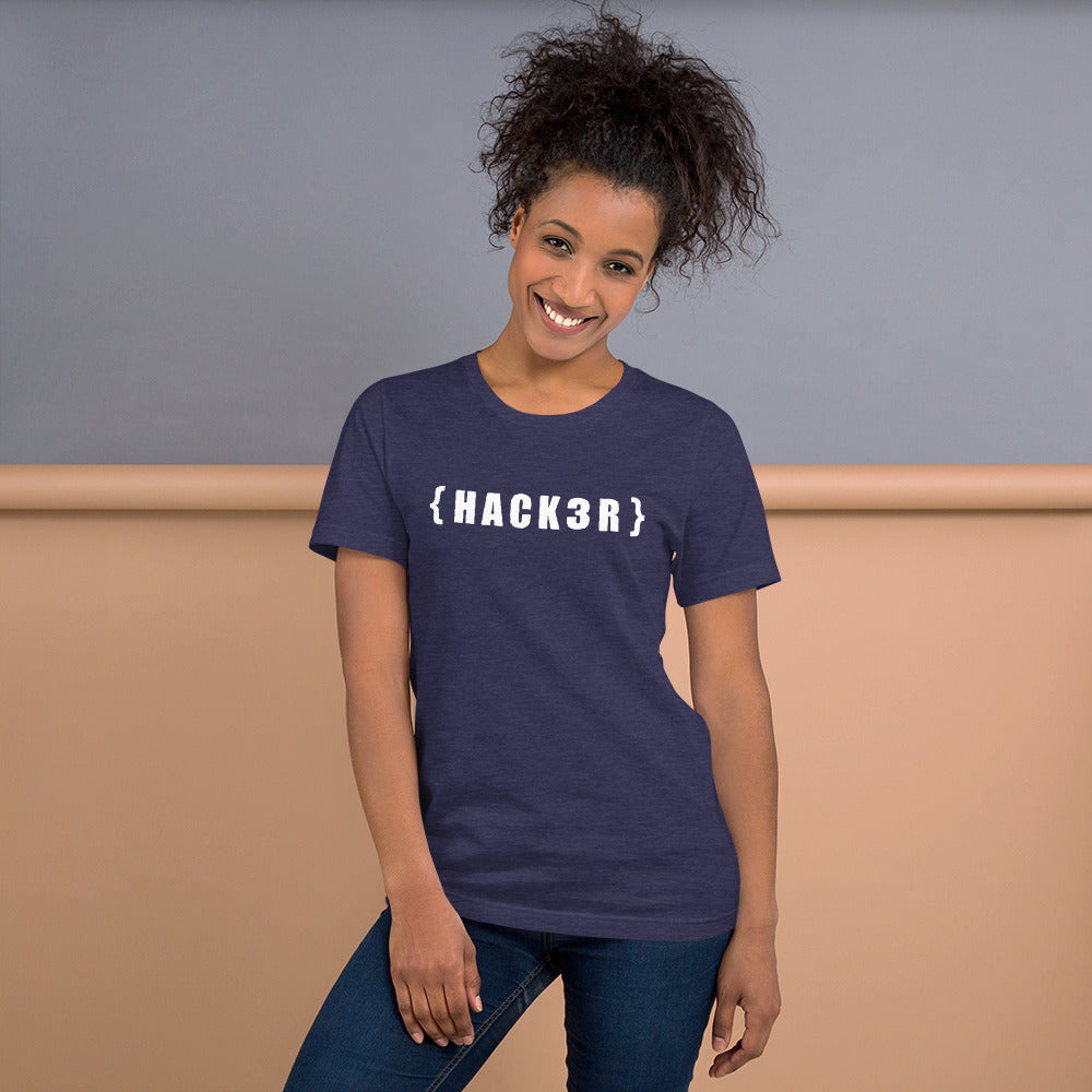 {HACKзR} Short-Sleeve Unisex T-Shirt (white text) by DarkByteGear