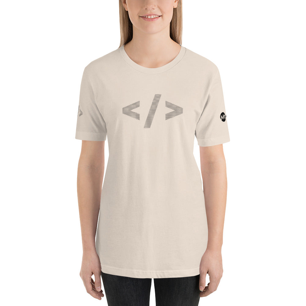 Culture of code in ASCII characters - Short-Sleeve Unisex T-Shirt (black text) by DarkByteGear