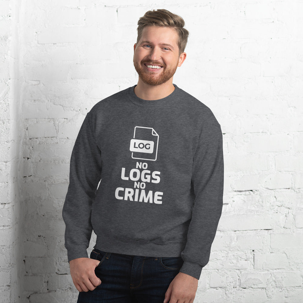 No logs no crime - Unisex Sweatshirt (white text) by DarkByteGear