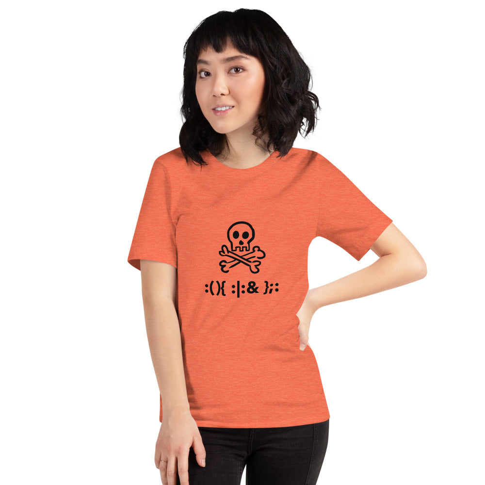 Bash Fork Bomb Linux - Short-Sleeve Unisex T-Shirt (black text) by DarkByteGear