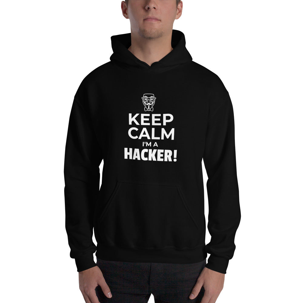 Keep Calm I'm a hacker! - Hooded Sweatshirt (white text) by DarkByteGear