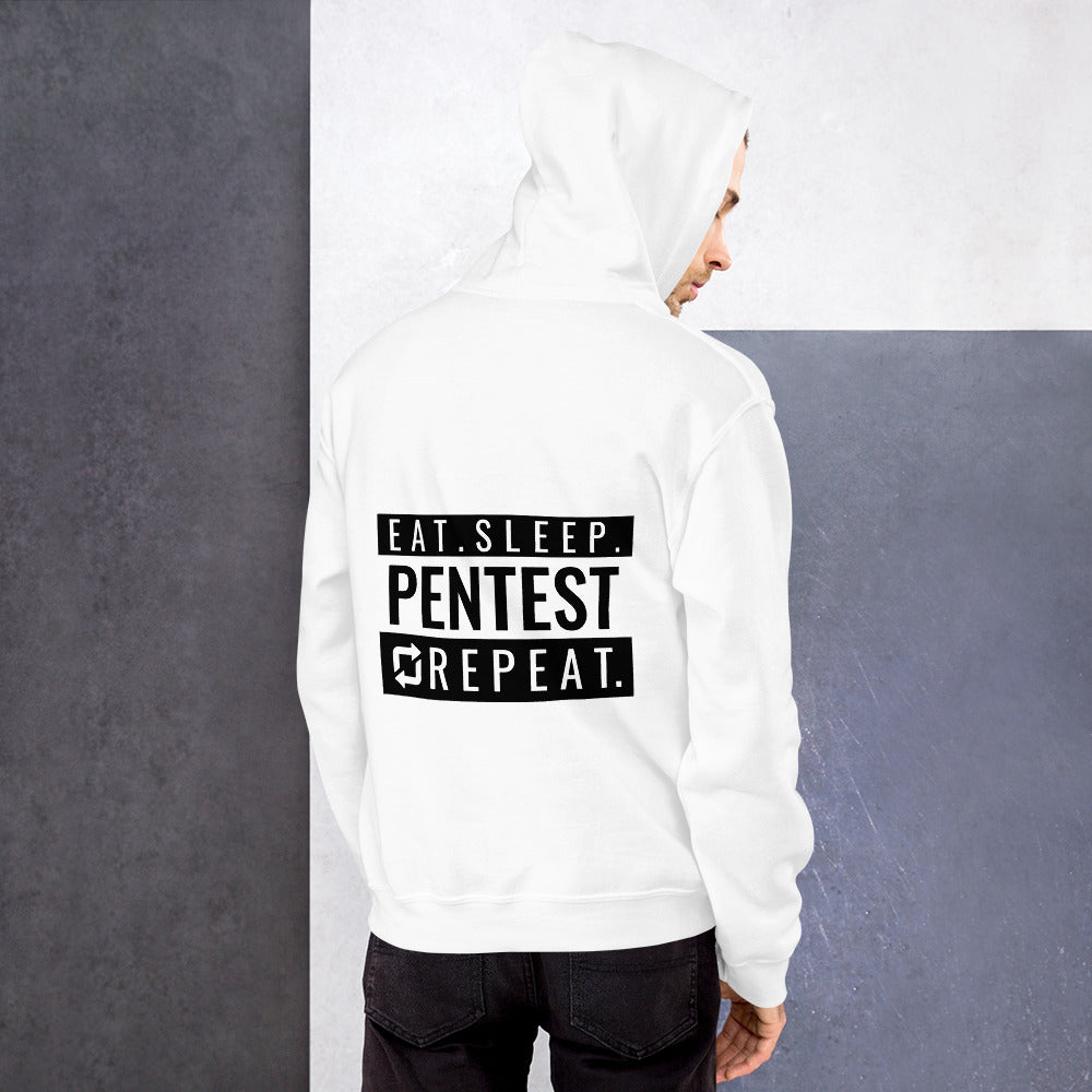 Eat sleep pentest repeat - Unisex Hoodie (white) by DarkByteGear