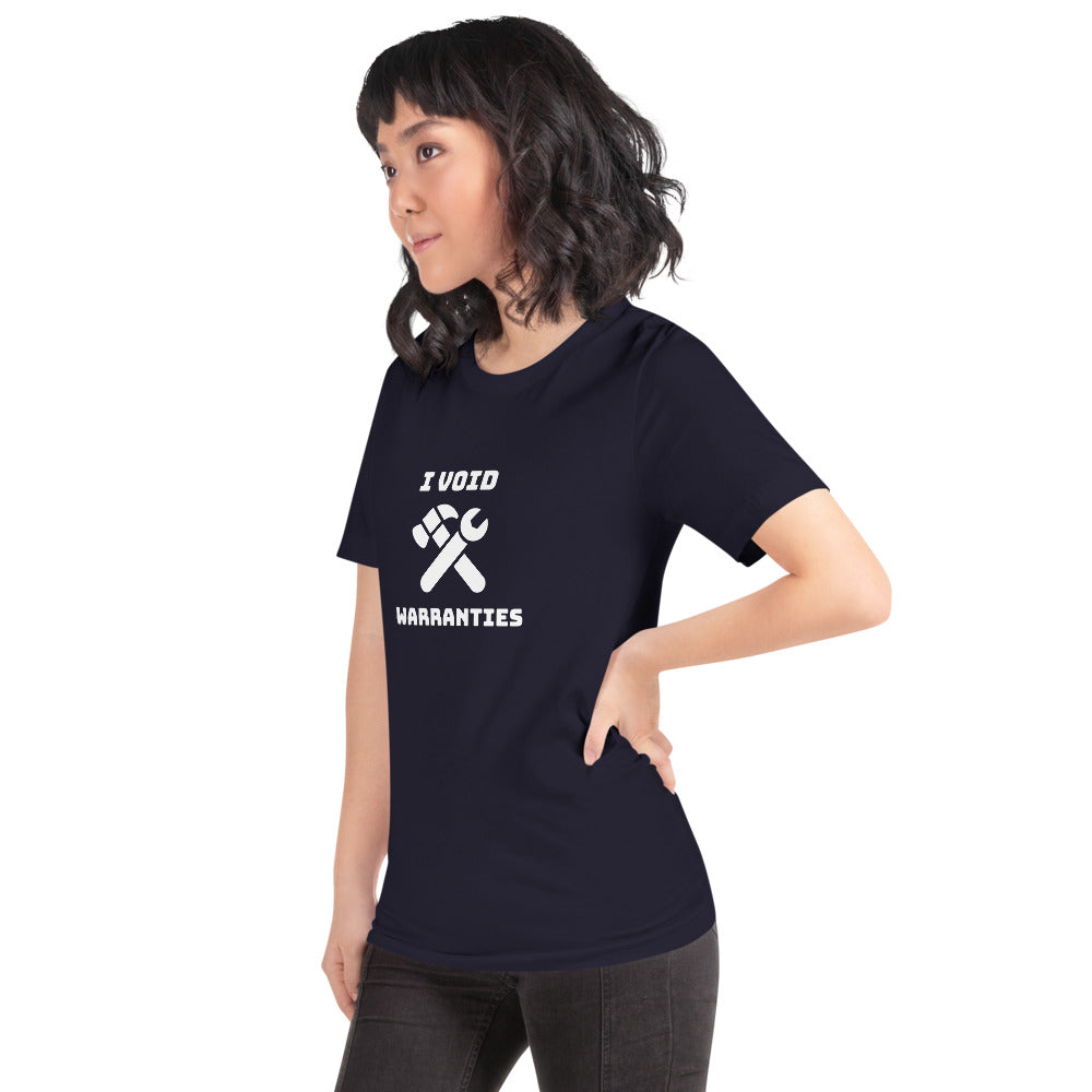I void warranties - Short-Sleeve Unisex T-Shirt (white text) by DarkByteGear