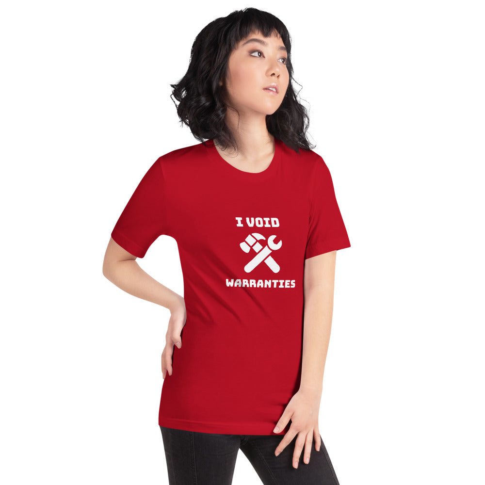 I void warranties - Short-Sleeve Unisex T-Shirt (white text) by DarkByteGear