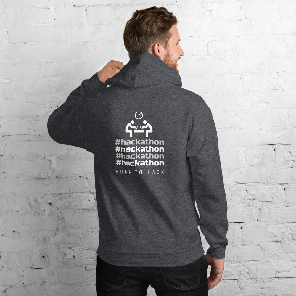 #hackathon - Unisex Hoodie (white text) by DarkByteGear