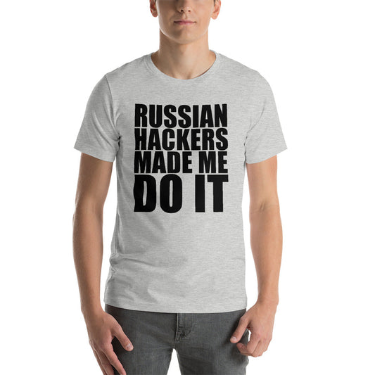 Russian hackers - Short-Sleeve Unisex T-Shirt (black text) by DarkByteGear