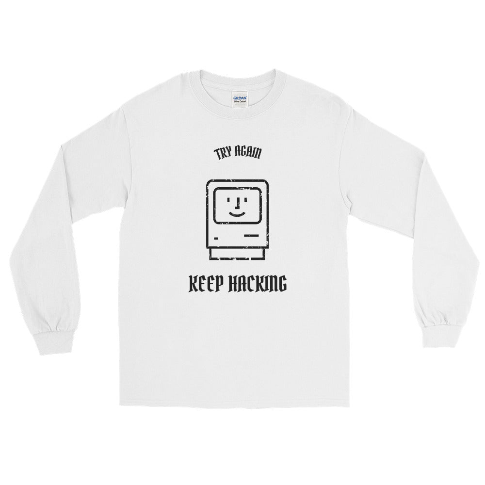 Keep Hacking - Long Sleeve T-Shirt (black text) by DarkByteGear