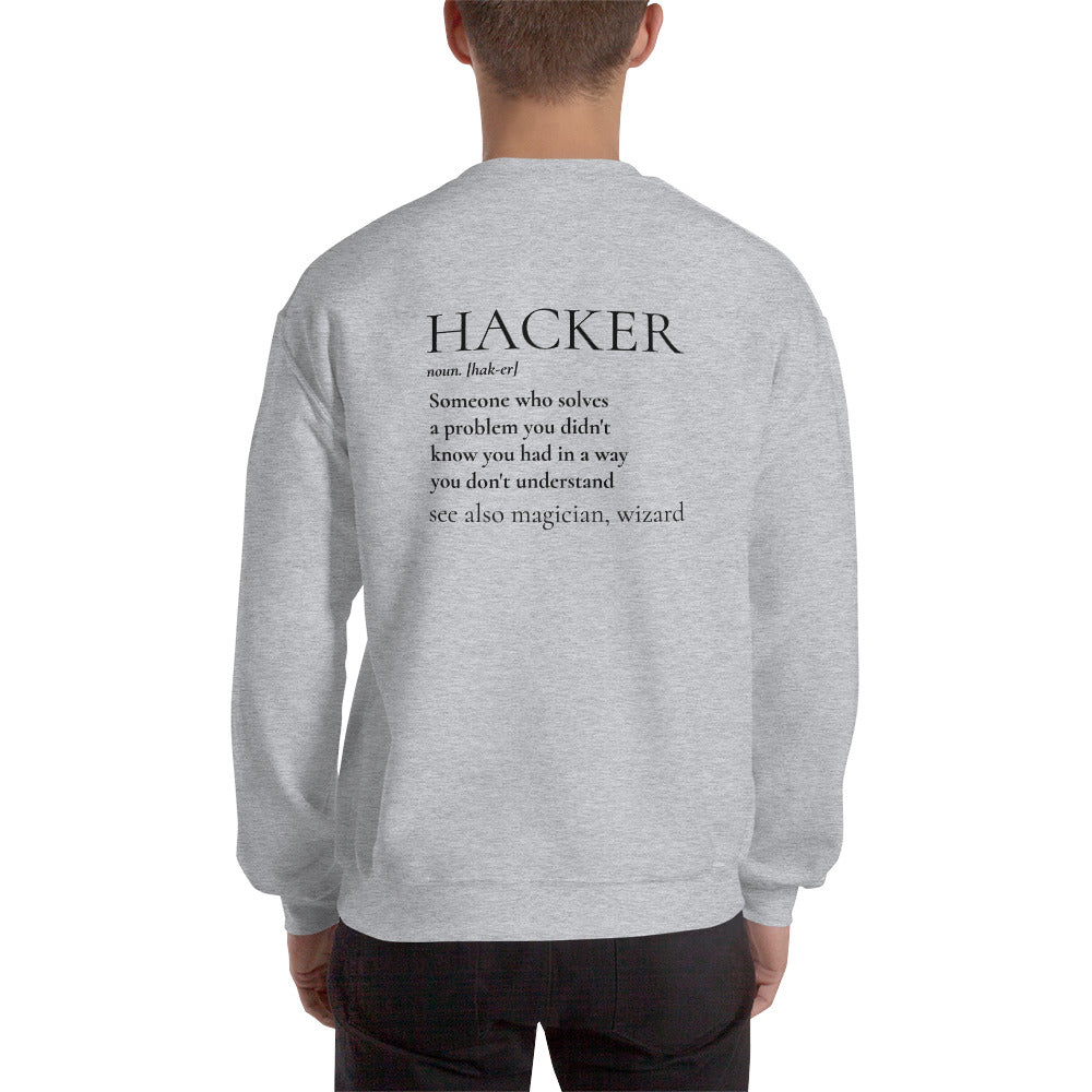 HACKER noun. [hak-er] - Unisex Sweatshirt (black text) by DarkByteGear