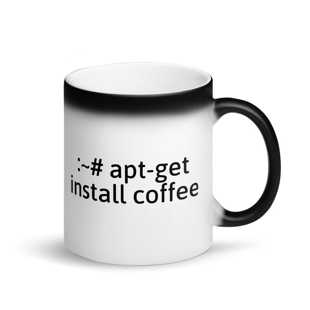 "apt-get install coffee" Hacker Mug (Matte Black Magic) by DarkByteGear