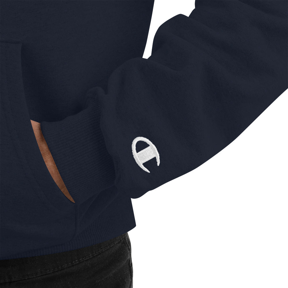 You can hack the world - Champion Hoodie (white text) by DarkByteGear