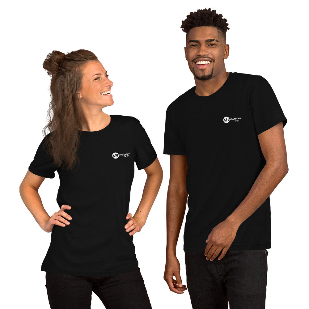 Grey Hat Hacker - Short-Sleeve Unisex T-Shirt (back print) by DarkByteGear