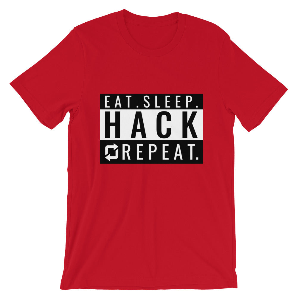 Eat seep hack repeat - Short-Sleeve Unisex T-Shirt (back) by DarkByteGear