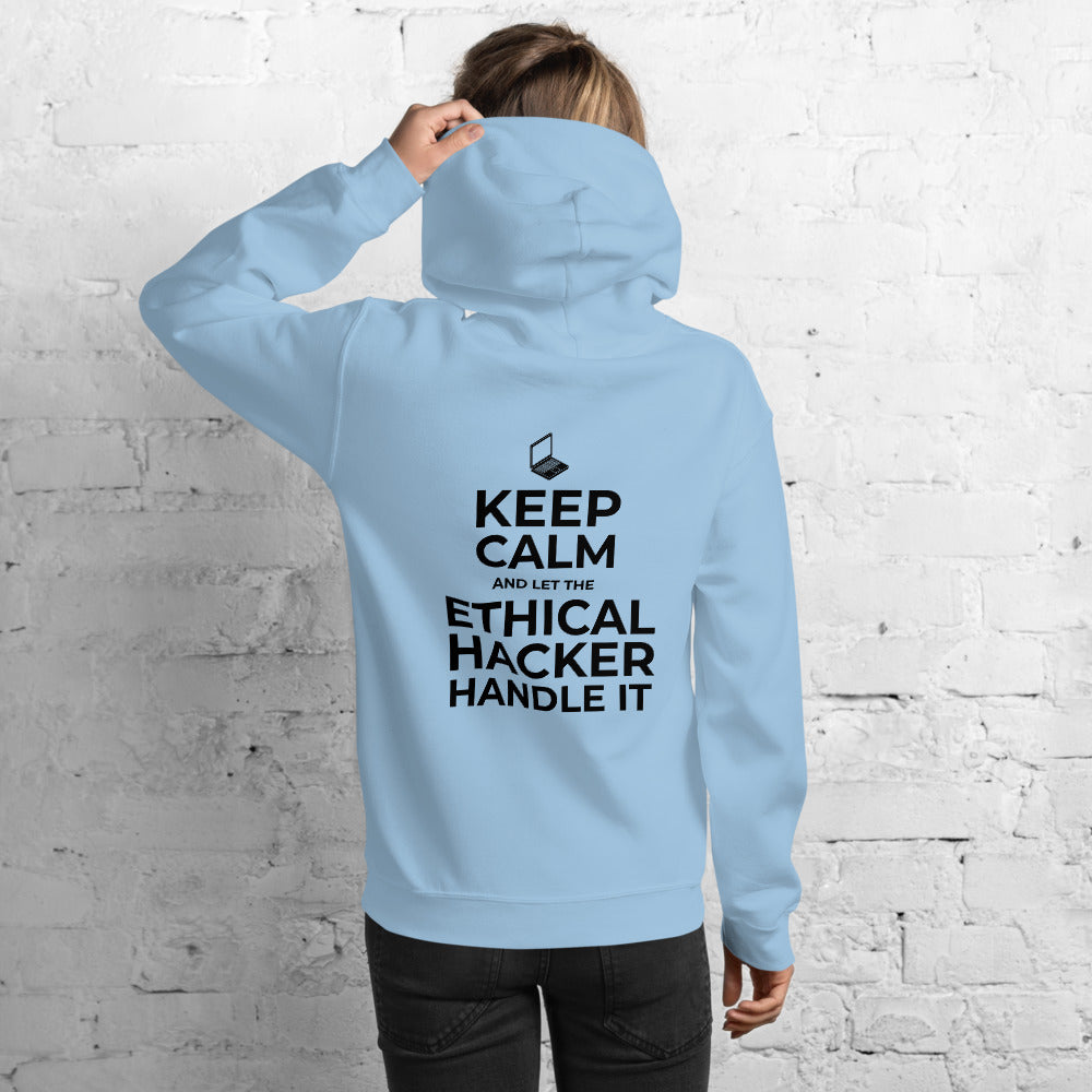 Keep Calm and let the ethical hacker handle it - Unisex Hoodie (black text) by DarkByteGear