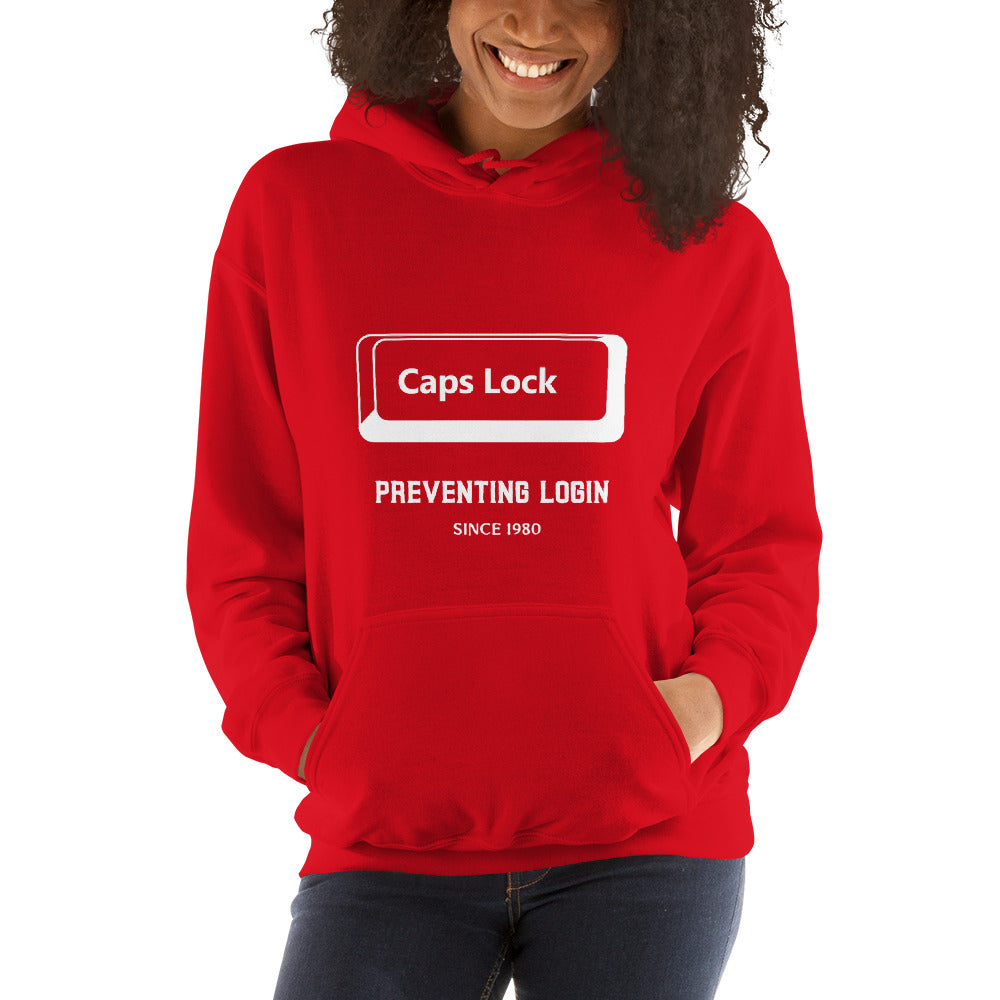 Caps Lock preventing login since 1980 - Unisex Hoodie by DarkByteGear