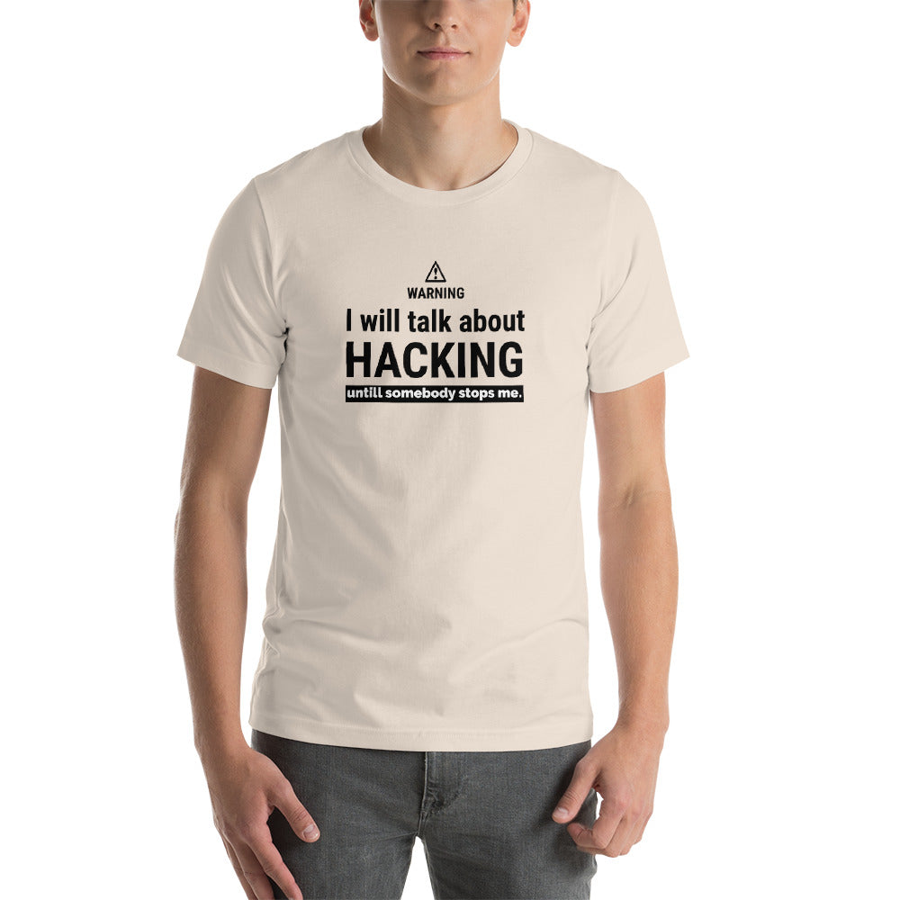 I will talk about HACKING - Short-Sleeve Unisex T-Shirt (black text) by DarkByteGear