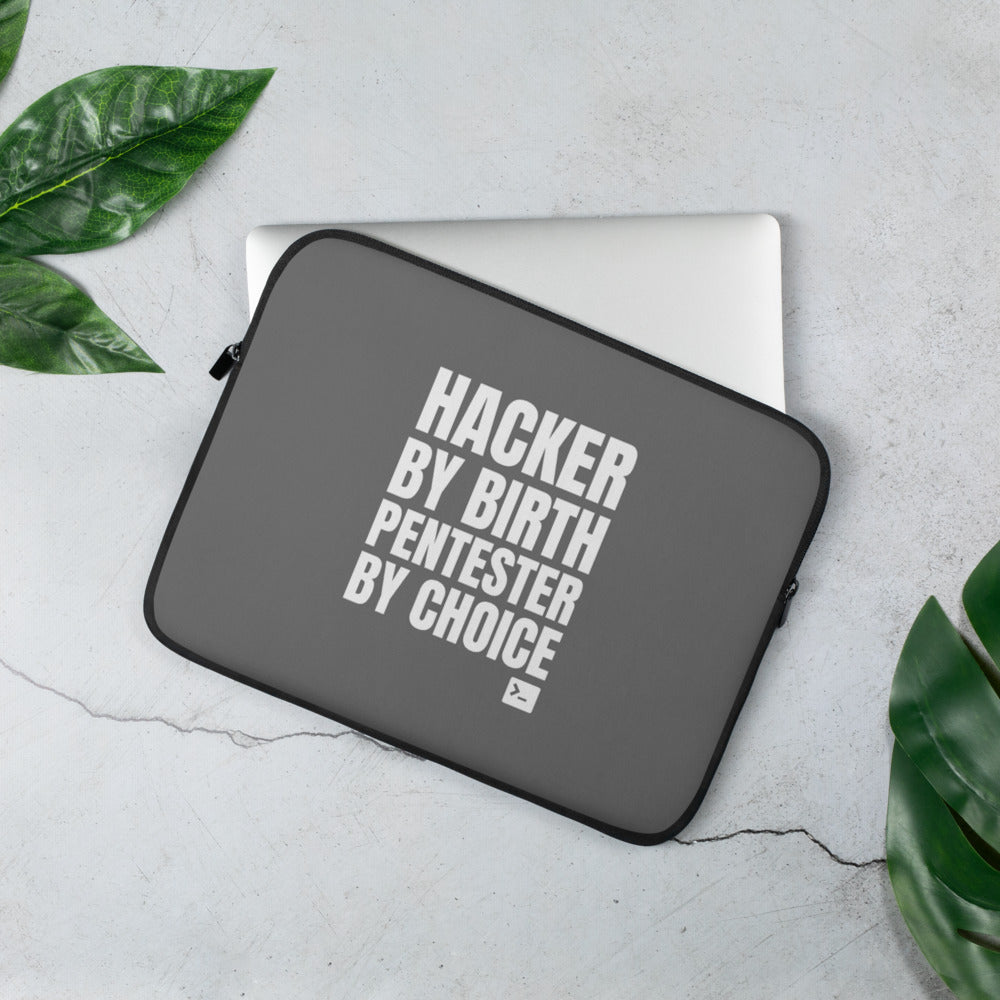 Hacker by birth Pentester by choice - Laptop Sleeve (silver) by DarkByteGear