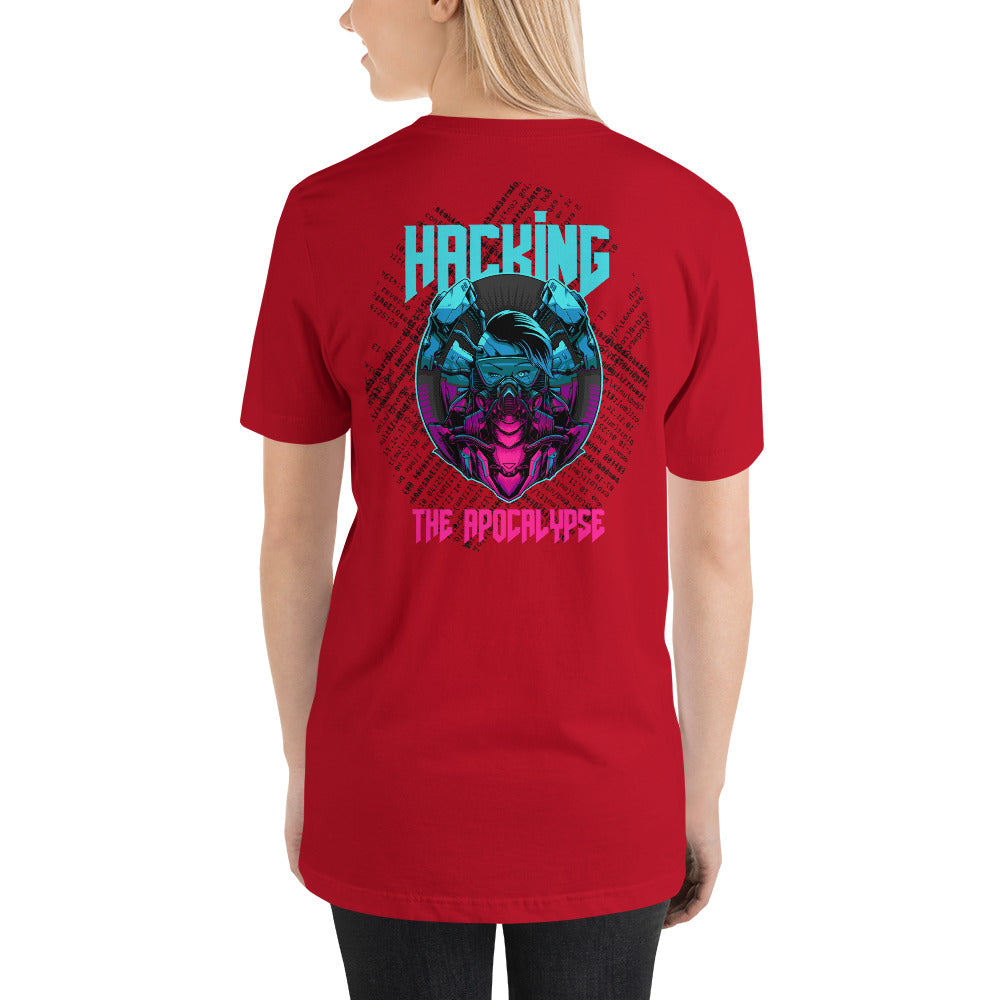 Hacking the apocalypse v2 - Short-Sleeve Unisex T-Shirt (with back design) by DarkByteGear